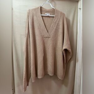 Haven Well Within Ribbed Knit Sweater – Beige Cashmere Blend, Size XXL